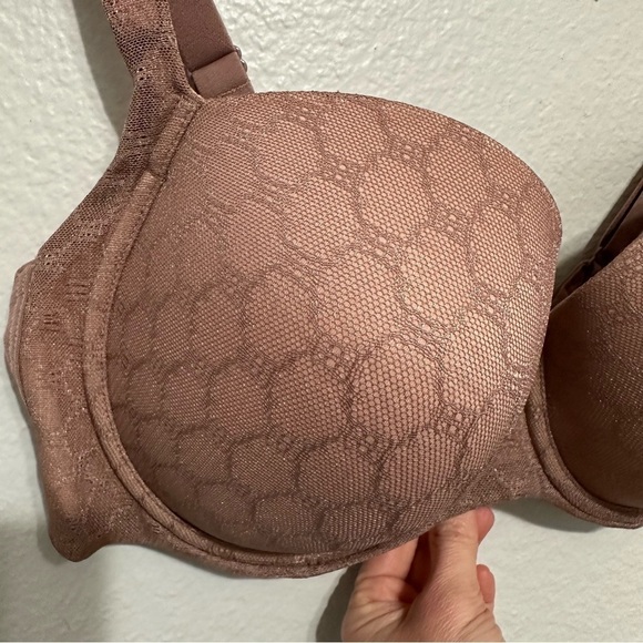 Soma Stunning Support Bra Geo Lace Full Coverage Mauve Pink Underwire Size 40DD - Picture 2 of 5